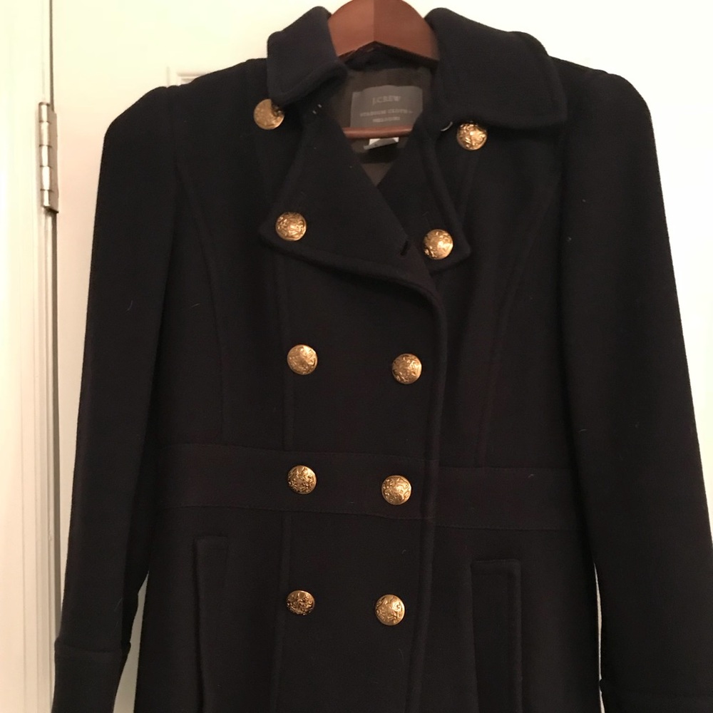 jcrew stadium cloth navy authentic pea coat
